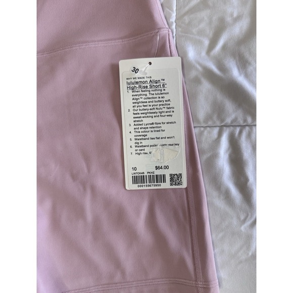 New lululemon Align High-Rise Short 6" Size 10 Pink Haze Biker Gym Yoga Nwt - Picture 2 of 7
